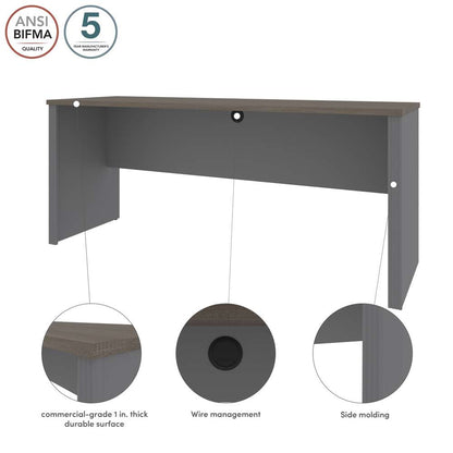 Bestar - Prestige + 72W Narrow Desk Shell in Bark Grey & Slate - 99612-000047 veiw 9