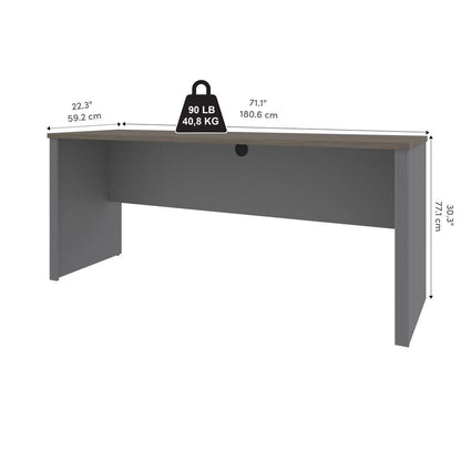 Bestar - Prestige + 72W Narrow Desk Shell in Bark Grey & Slate - 99612-000047 veiw 10