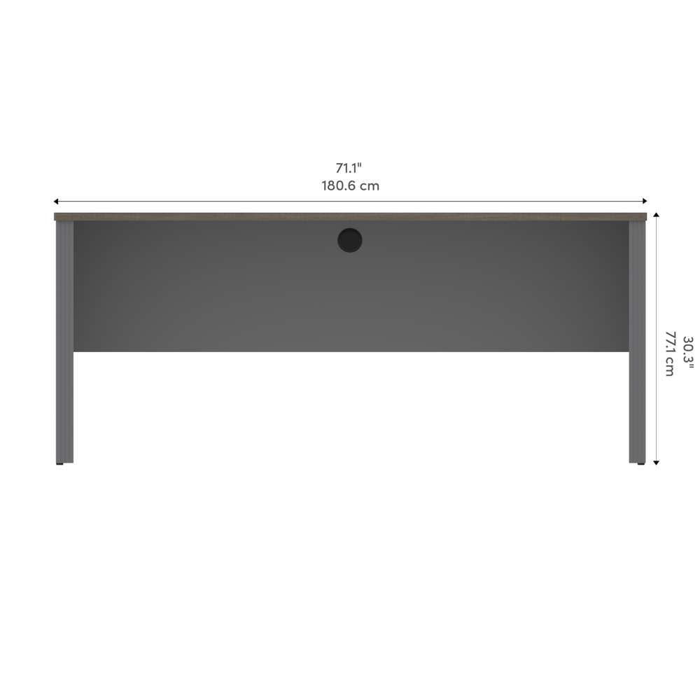 Bestar - Prestige + 72W Narrow Desk Shell in Bark Grey & Slate - 99612-000047 veiw 11