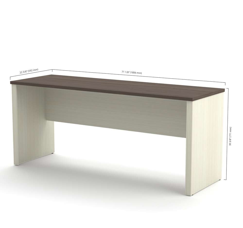 Bestar - Prestige + 72W Narrow Desk Shell in White Chocolate & Antigua - 99612-1152 veiw 3