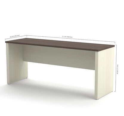 Bestar - Prestige + 72W Narrow Desk Shell in White Chocolate & Antigua - 99612-1152 veiw 3
