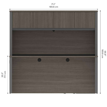 Bestar - Prestige + 72W U-Shaped Executive Desk with 2 Pedestals and Hutch in Bark Grey & Slate - 99853-000047 veiw 11