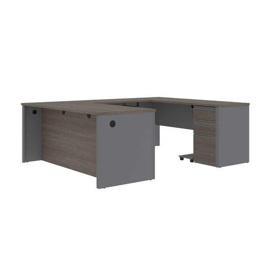 Bestar - Prestige + 72W U-Shaped Executive Desk with Pedestal in Bark Grey & Slate - 99871-000047 veiw 1