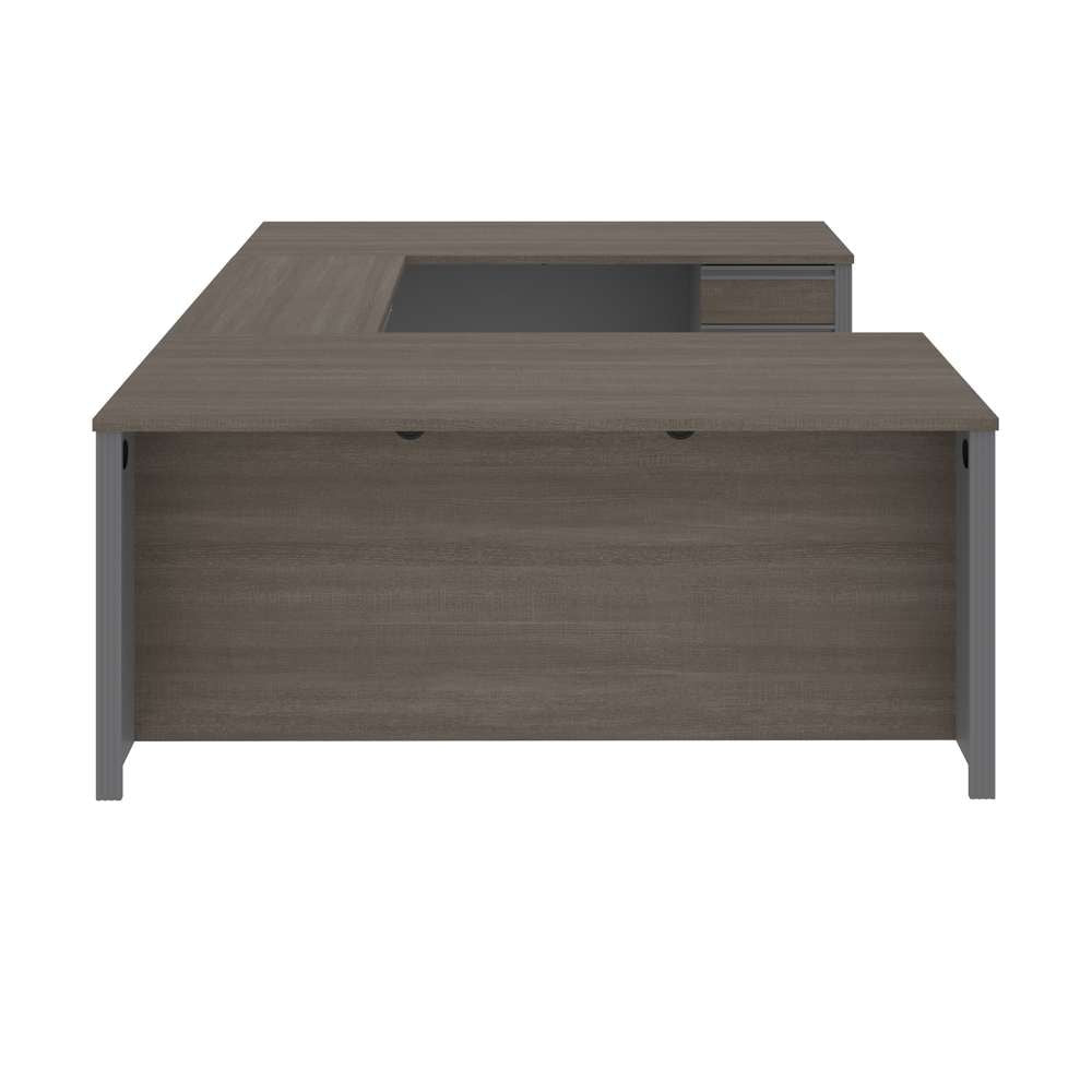 Bestar - Prestige + 72W U-Shaped Executive Desk with Pedestal in Bark Grey & Slate - 99871-000047 veiw 3