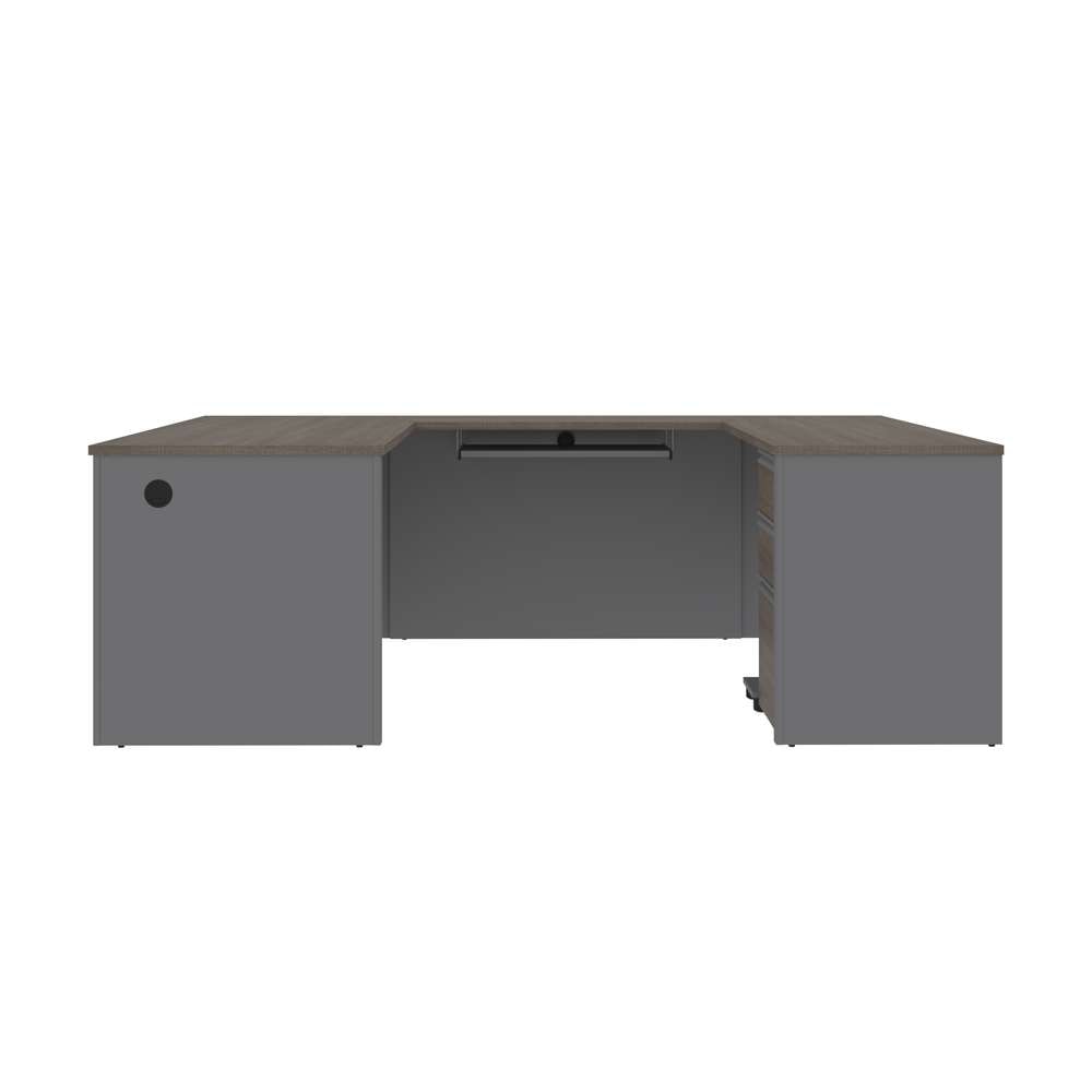 Bestar - Prestige + 72W U-Shaped Executive Desk with Pedestal in Bark Grey & Slate - 99871-000047 veiw 4