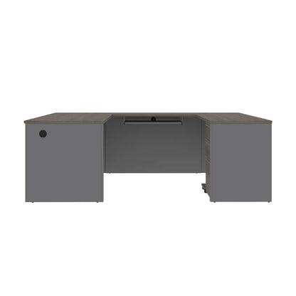 Bestar - Prestige + 72W U-Shaped Executive Desk with Pedestal in Bark Grey & Slate - 99871-000047 veiw 4