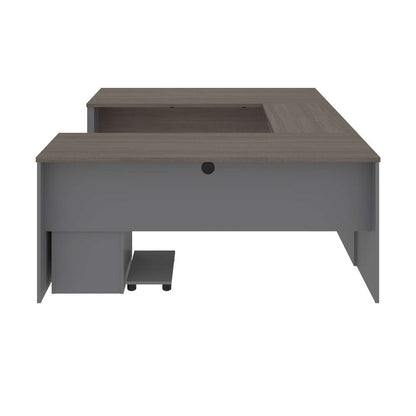Bestar - Prestige + 72W U-Shaped Executive Desk with Pedestal in Bark Grey & Slate - 99871-000047 veiw 5