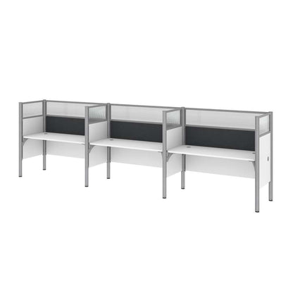 Bestar - Pro-Biz 183W 3-Person Office Cubicles with Gray Tack Boards and High Privacy Panels in White - 100872DG-17 veiw 3