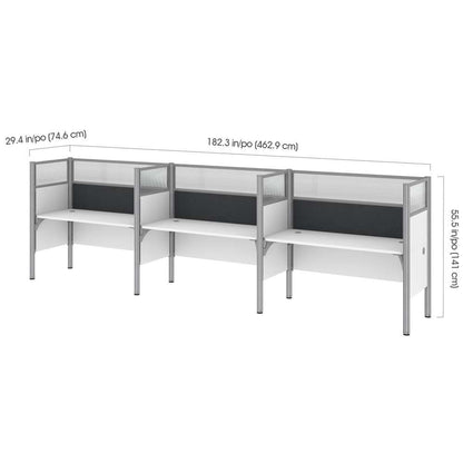 Bestar - Pro-Biz 183W 3-Person Office Cubicles with Gray Tack Boards and High Privacy Panels in White - 100872DG-17 veiw 5