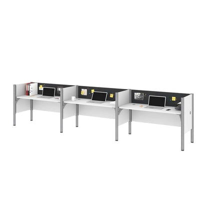 Bestar - Pro-Biz 183W 3-Person Office Cubicles with Gray Tack Boards and Low Privacy Panels in White - 100872CG-17 veiw 1