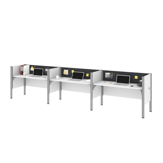 Bestar - Pro-Biz 183W 3-Person Office Cubicles with Gray Tack Boards and Low Privacy Panels in White - 100872CG-17 veiw 1