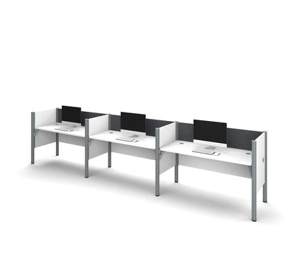 Bestar - Pro-Biz 183W 3-Person Office Cubicles with Gray Tack Boards and Low Privacy Panels in White - 100872CG-17 veiw 2