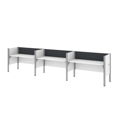 Bestar - Pro-Biz 183W 3-Person Office Cubicles with Gray Tack Boards and Low Privacy Panels in White - 100872CG-17 veiw 3