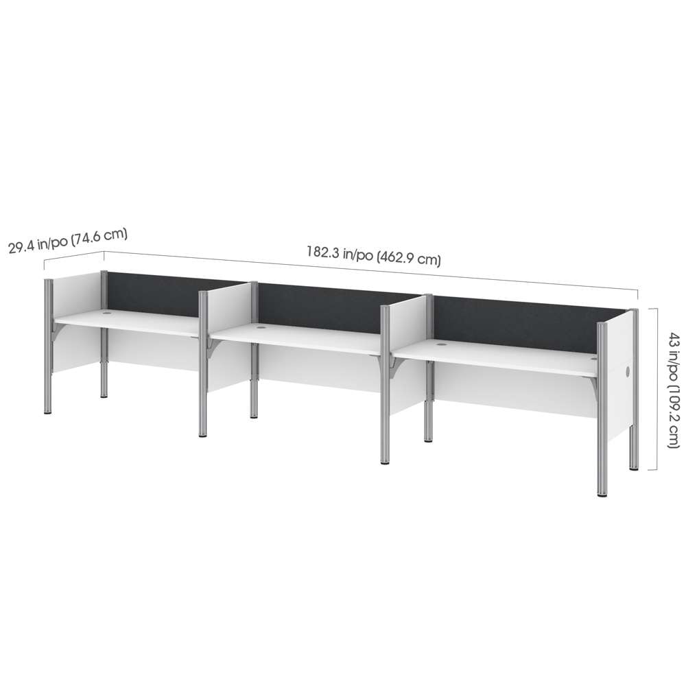 Bestar - Pro-Biz 183W 3-Person Office Cubicles with Gray Tack Boards and Low Privacy Panels in White - 100872CG-17 veiw 5