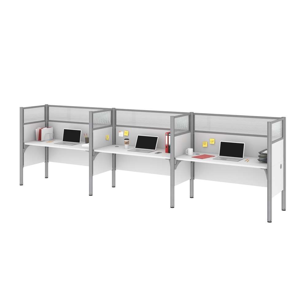 Bestar - Pro-Biz 183W 3-Person Office Cubicles with High Privacy Panels in White - 100872D-17 veiw 1