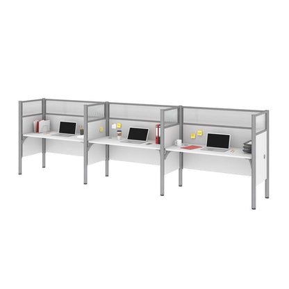 Bestar - Pro-Biz 183W 3-Person Office Cubicles with High Privacy Panels in White - 100872D-17 veiw 1