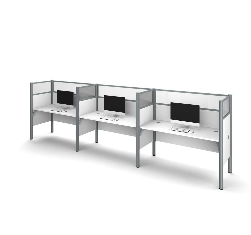 Bestar - Pro-Biz 183W 3-Person Office Cubicles with High Privacy Panels in White - 100872D-17 veiw 2