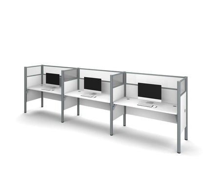 Bestar - Pro-Biz 183W 3-Person Office Cubicles with High Privacy Panels in White - 100872D-17 veiw 2