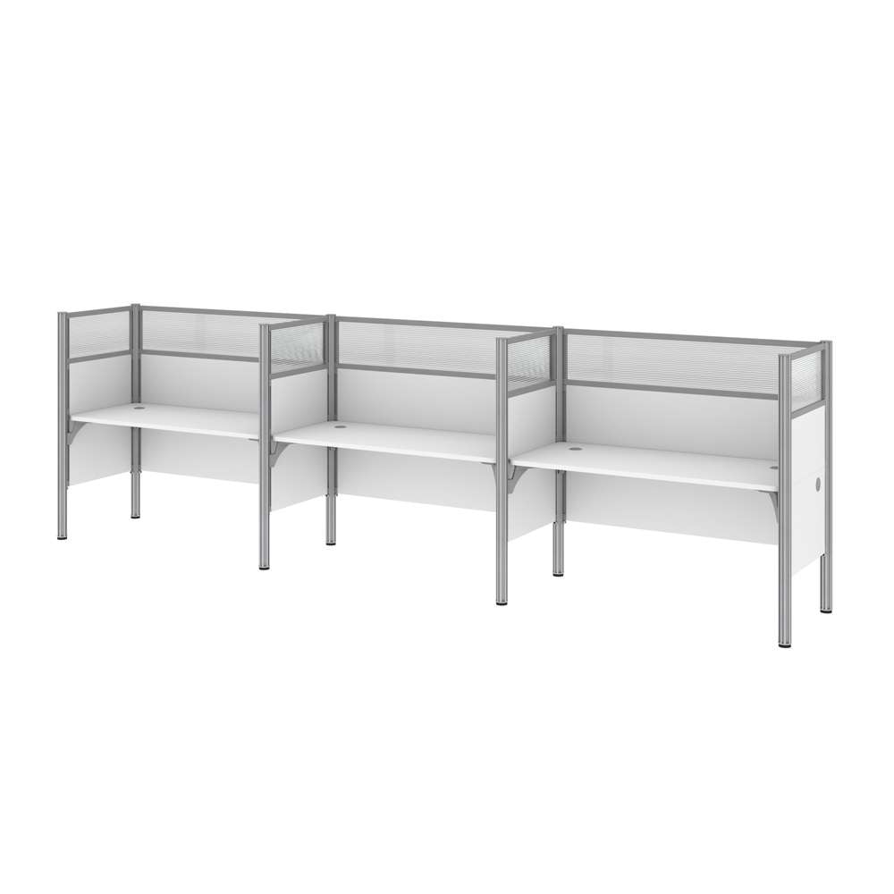 Bestar - Pro-Biz 183W 3-Person Office Cubicles with High Privacy Panels in White - 100872D-17 veiw 3