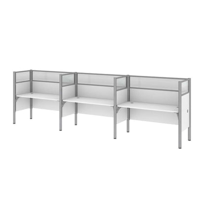 Bestar - Pro-Biz 183W 3-Person Office Cubicles with High Privacy Panels in White - 100872D-17 veiw 3