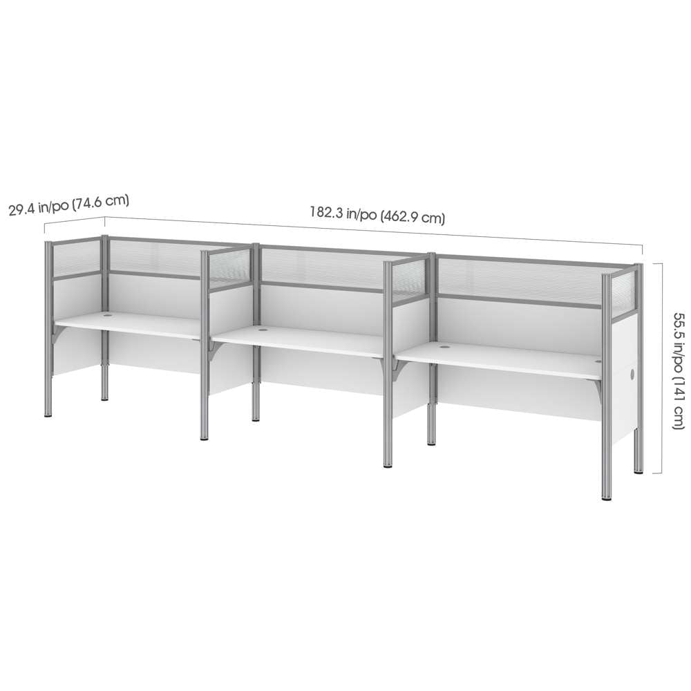 Bestar - Pro-Biz 183W 3-Person Office Cubicles with High Privacy Panels in White - 100872D-17 veiw 4