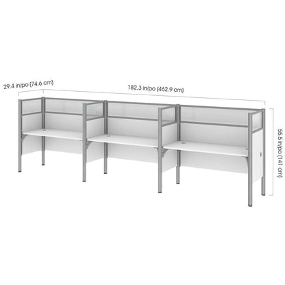 Bestar - Pro-Biz 183W 3-Person Office Cubicles with High Privacy Panels in White - 100872D-17 veiw 4