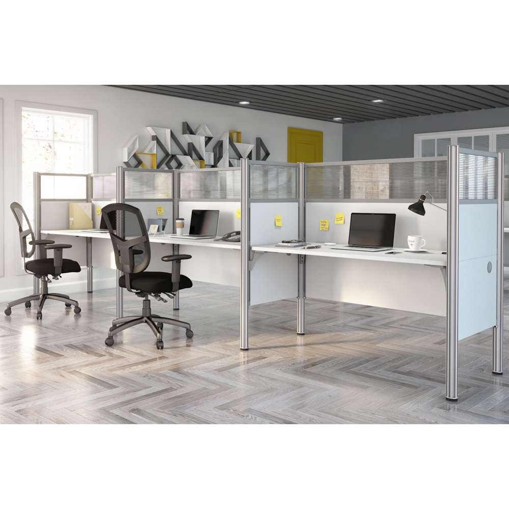 Bestar - Pro-Biz 183W 3-Person Office Cubicles with High Privacy Panels in White - 100872D-17 veiw 5
