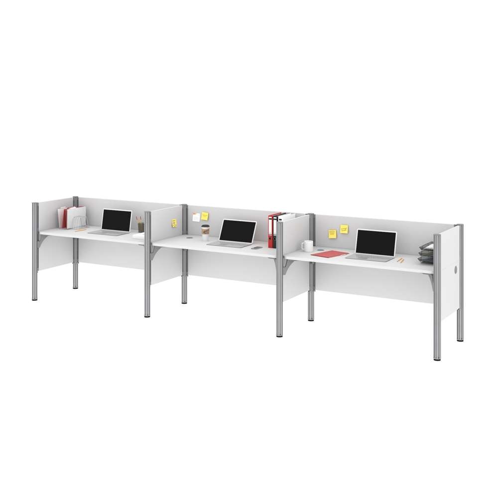 Bestar - Pro-Biz 183W 3-Person Office Cubicles with Low Privacy Panels in White - 100872C-17 veiw 1