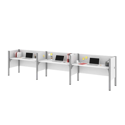 Bestar - Pro-Biz 183W 3-Person Office Cubicles with Low Privacy Panels in White - 100872C-17 veiw 1