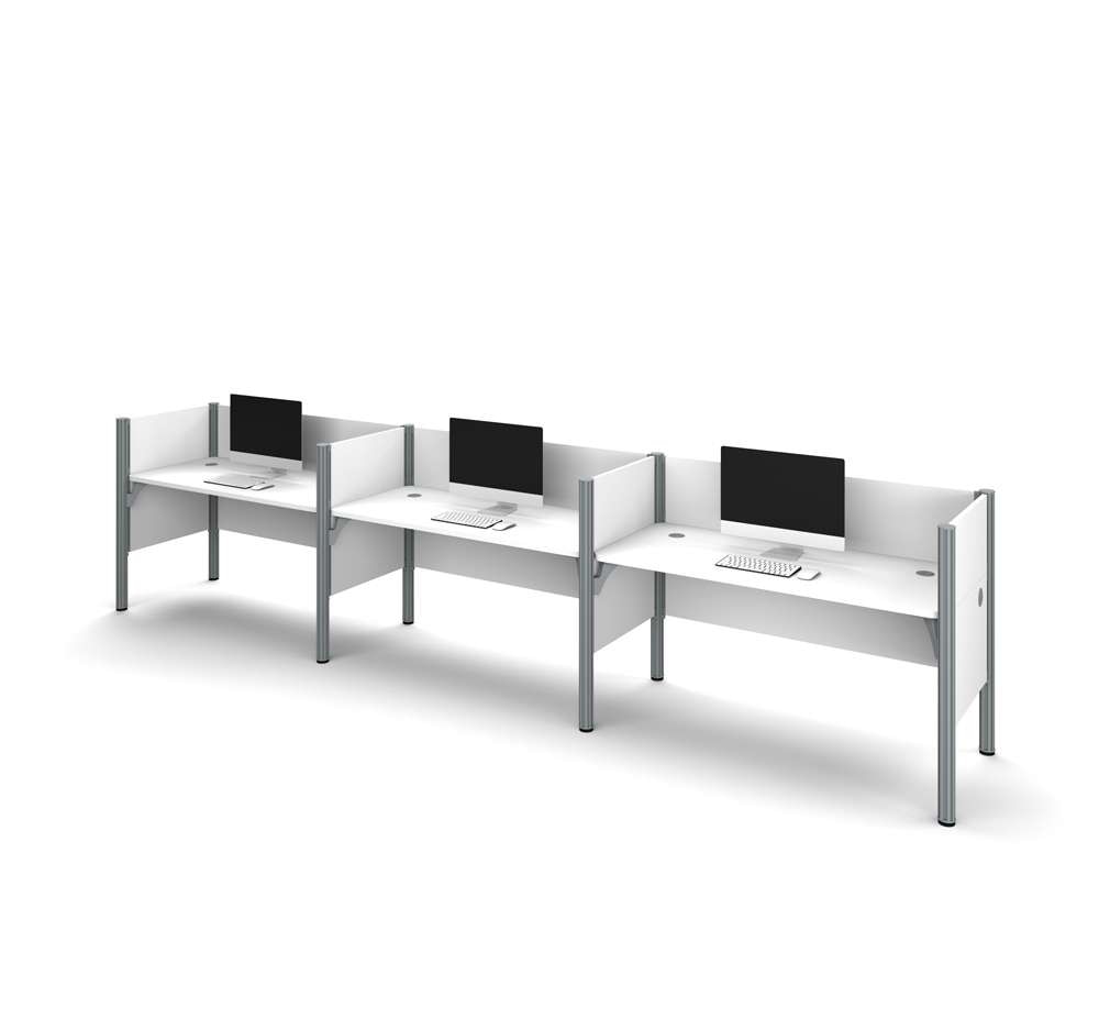 Bestar - Pro-Biz 183W 3-Person Office Cubicles with Low Privacy Panels in White - 100872C-17 veiw 2