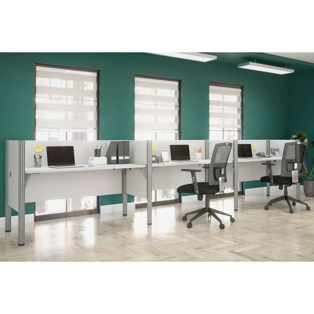Bestar - Pro-Biz 183W 3-Person Office Cubicles with Low Privacy Panels in White - 100872C-17 veiw 4