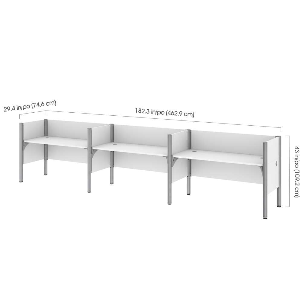 Bestar - Pro-Biz 183W 3-Person Office Cubicles with Low Privacy Panels in White - 100872C-17 veiw 5