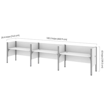 Bestar - Pro-Biz 183W 3-Person Office Cubicles with Low Privacy Panels in White - 100872C-17 veiw 5