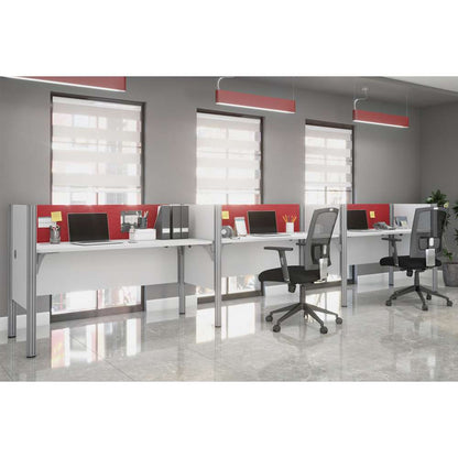 Bestar - Pro-Biz 183W 3-Person Office Cubicles with Red Tack Boards and Low Privacy Panels in White - 100872CR-17 veiw 4