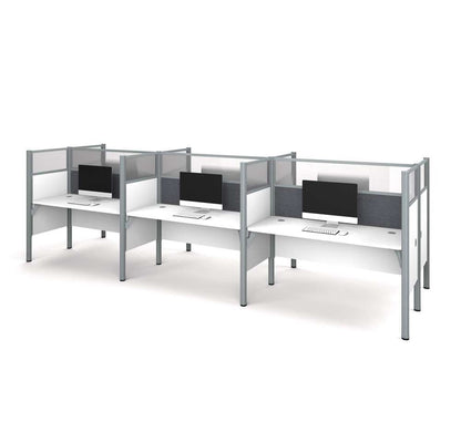Bestar - Pro-Biz 183W 6-Person Office Cubicles with Gray Tack Boards and High Privacy Panels in White - 100873DG-17 veiw 2