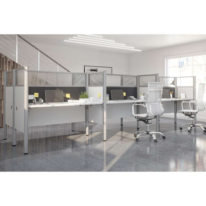 Bestar - Pro-Biz 183W 6-Person Office Cubicles with Gray Tack Boards and High Privacy Panels in White - 100873DG-17 veiw 4