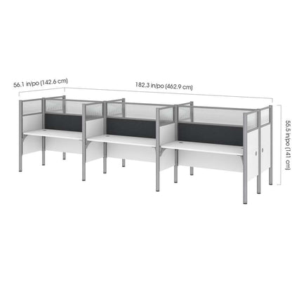 Bestar - Pro-Biz 183W 6-Person Office Cubicles with Gray Tack Boards and High Privacy Panels in White - 100873DG-17 veiw 5