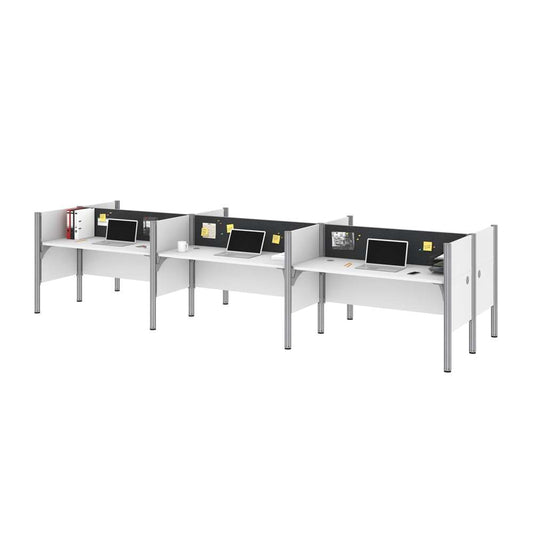 Bestar - Pro-Biz 183W 6-Person Office Cubicles with Gray Tack Boards and Low Privacy Panels in White - 100873CG-17 veiw 1
