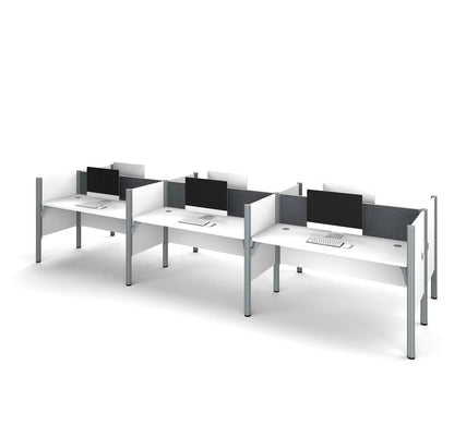 Bestar - Pro-Biz 183W 6-Person Office Cubicles with Gray Tack Boards and Low Privacy Panels in White - 100873CG-17 veiw 2