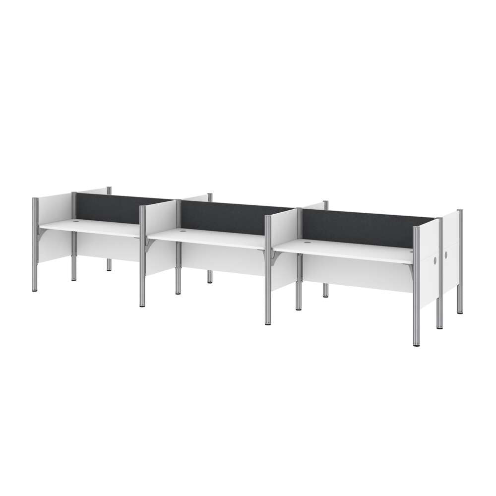 Bestar - Pro-Biz 183W 6-Person Office Cubicles with Gray Tack Boards and Low Privacy Panels in White - 100873CG-17 veiw 3