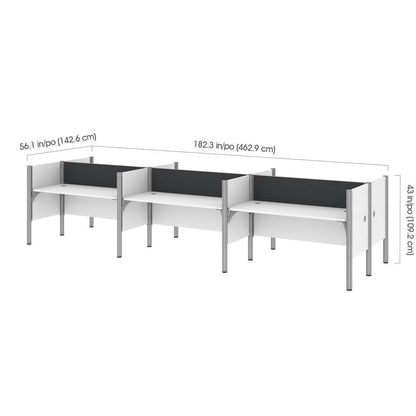 Bestar - Pro-Biz 183W 6-Person Office Cubicles with Gray Tack Boards and Low Privacy Panels in White - 100873CG-17 veiw 5