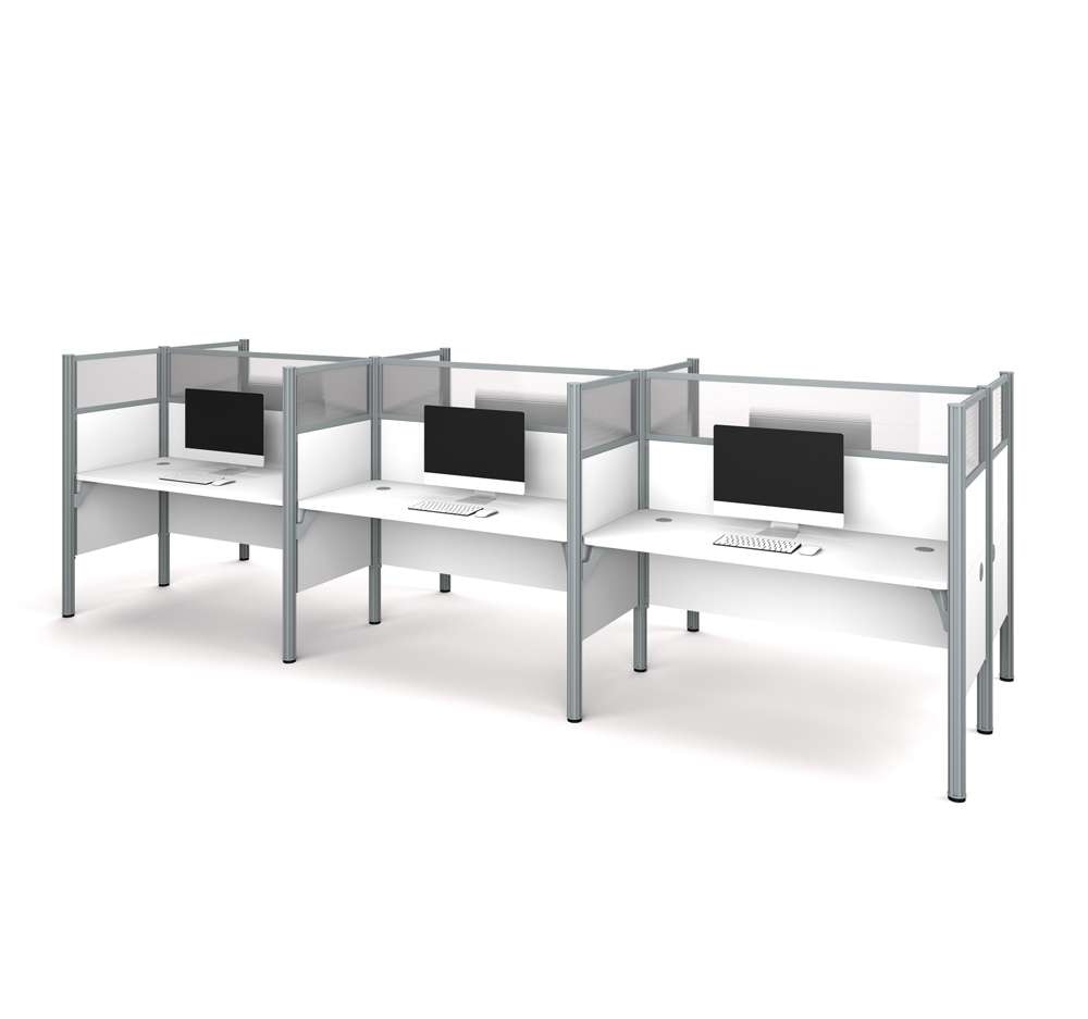 Bestar - Pro-Biz 183W 6-Person Office Cubicles with High Privacy Panels in White - 100873D-17 veiw 2