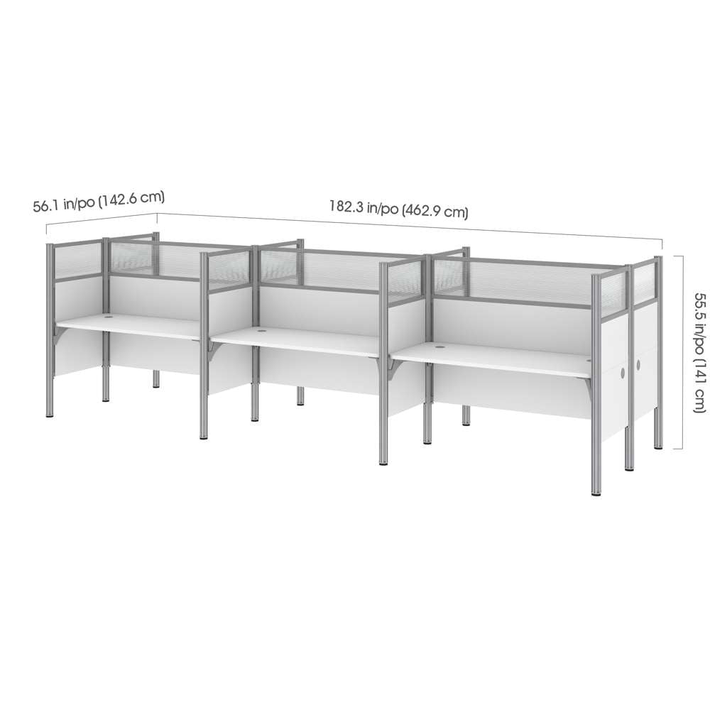 Bestar - Pro-Biz 183W 6-Person Office Cubicles with High Privacy Panels in White - 100873D-17 veiw 5