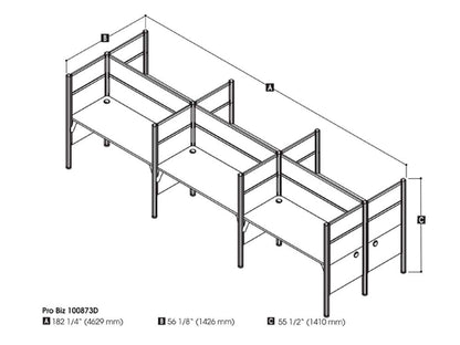 Bestar - Pro-Biz 183W 6-Person Office Cubicles with High Privacy Panels in White - 100873D-17 veiw 6