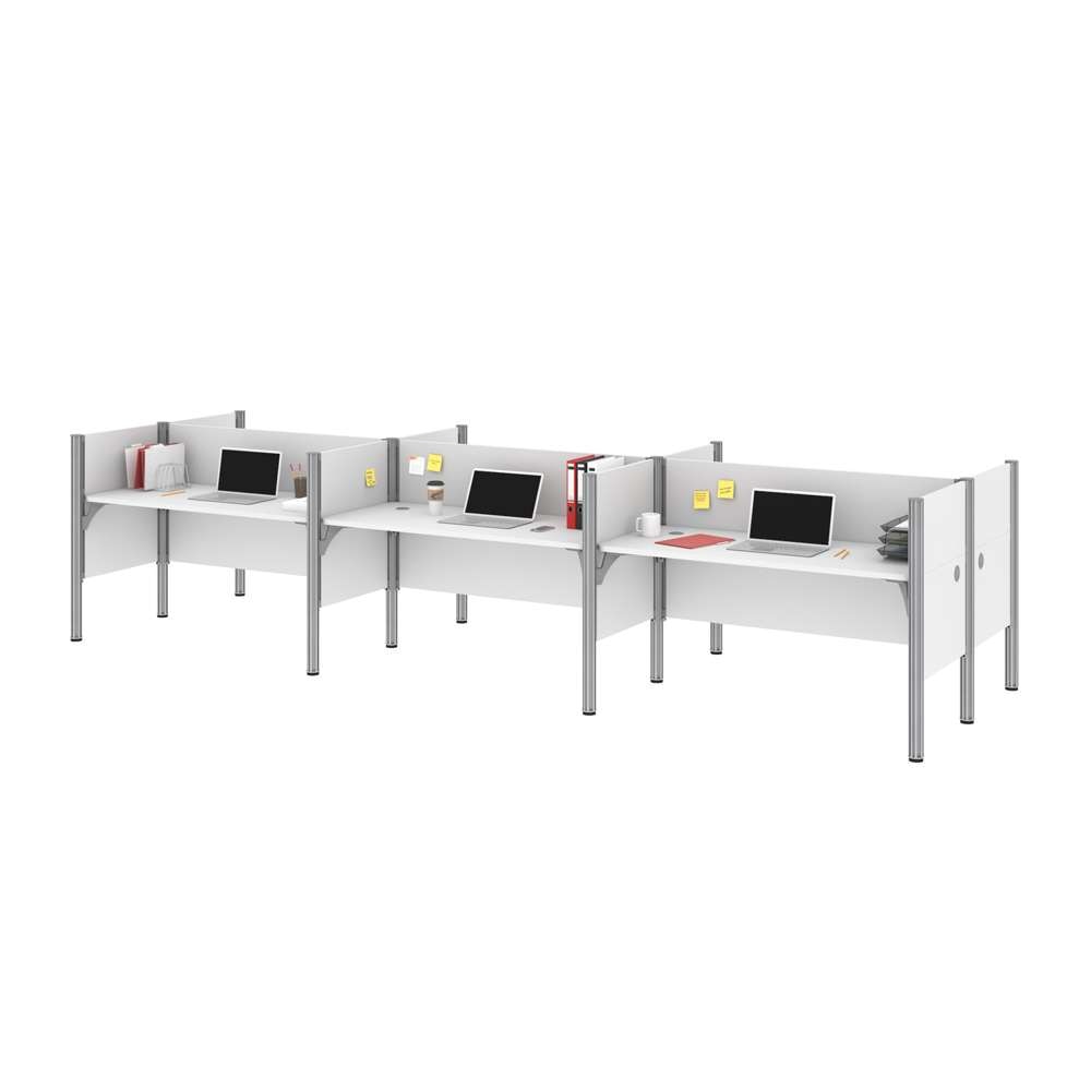 Bestar - Pro-Biz 183W 6-Person Office Cubicles with Low Privacy Panels in White - 100873C-17 veiw 1