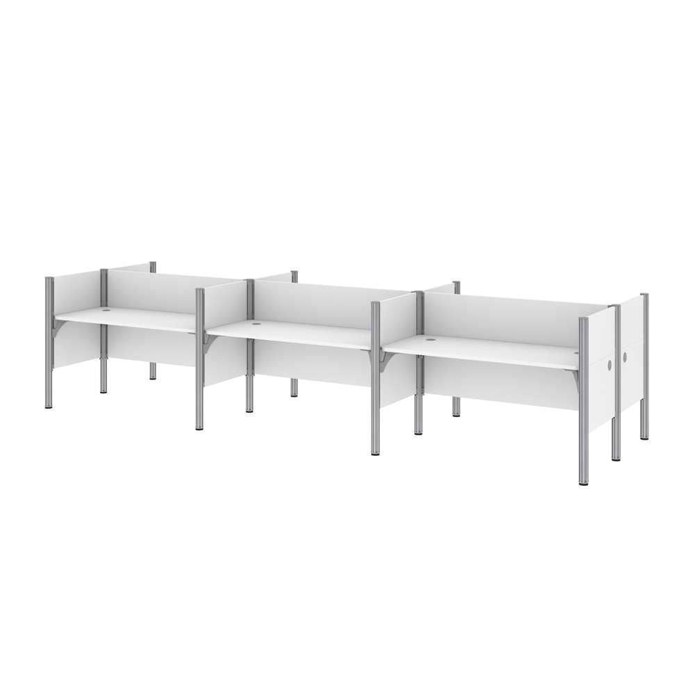Bestar - Pro-Biz 183W 6-Person Office Cubicles with Low Privacy Panels in White - 100873C-17 veiw 3