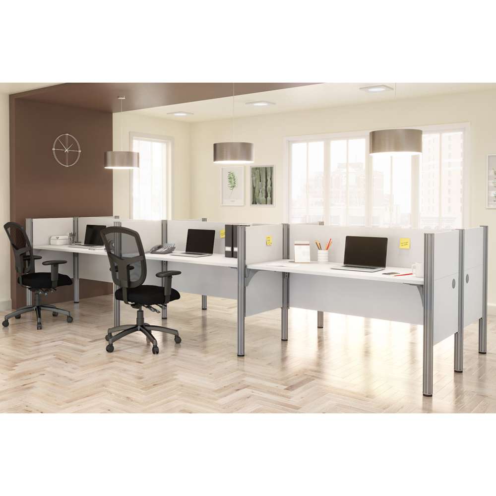 Bestar - Pro-Biz 183W 6-Person Office Cubicles with Low Privacy Panels in White - 100873C-17 veiw 4