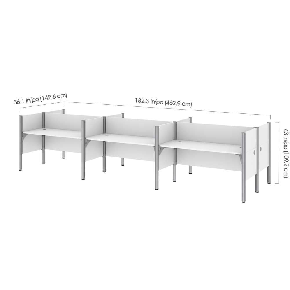 Bestar - Pro-Biz 183W 6-Person Office Cubicles with Low Privacy Panels in White - 100873C-17 veiw 5