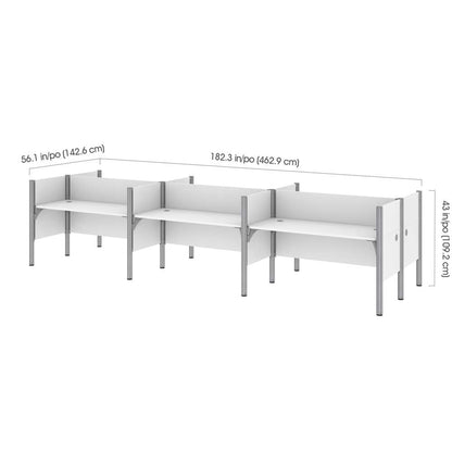 Bestar - Pro-Biz 183W 6-Person Office Cubicles with Low Privacy Panels in White - 100873C-17 veiw 5