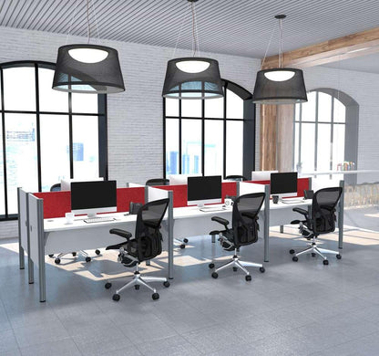 Bestar - Pro-Biz 183W 6-Person Office Cubicles with Red Tack Boards and Low Privacy Panels in White - 100873CR-17 veiw 5